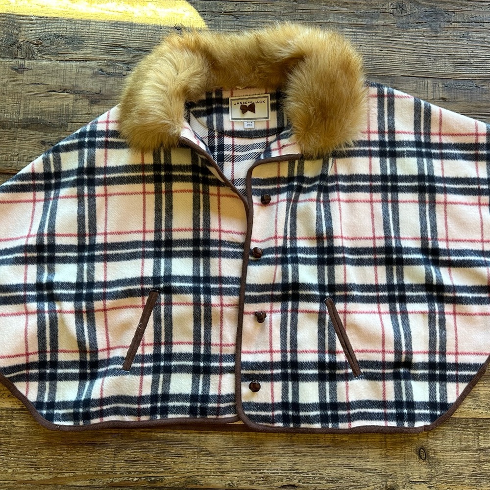 Plaid faux fur collar cape from JANIE AND JACK (7 to 8)